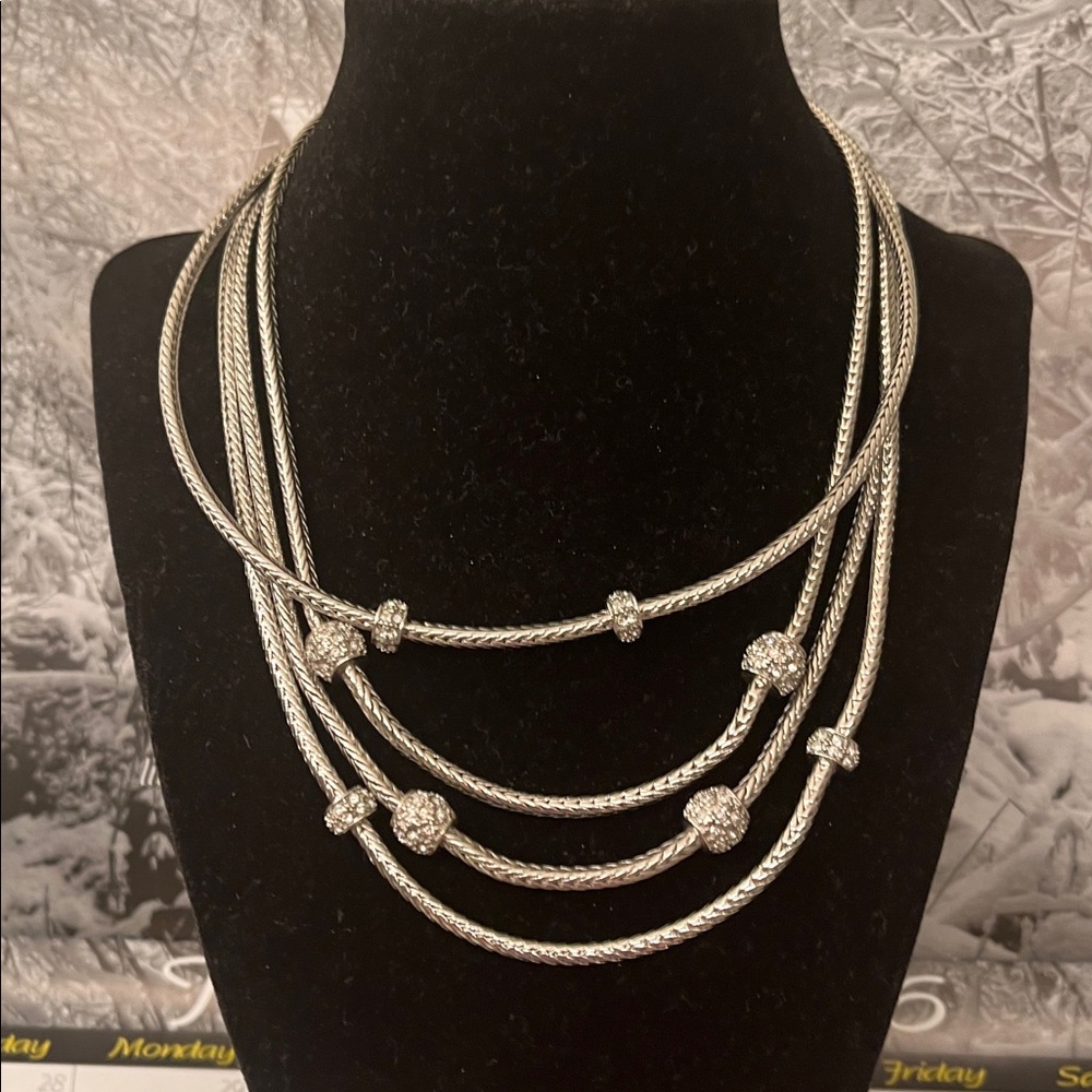 Silver 4 strand Premier Designs Necklace with Bling